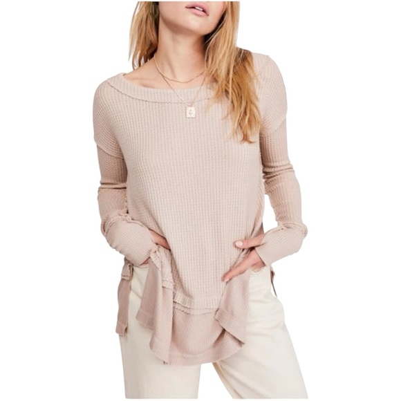 We The Free Tops - We The Free North Shore Mauve Waffle Knit Sweatshirt